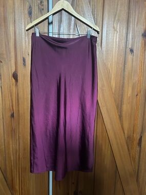 NWOT Satin-Like Maxi Skirt with side slit